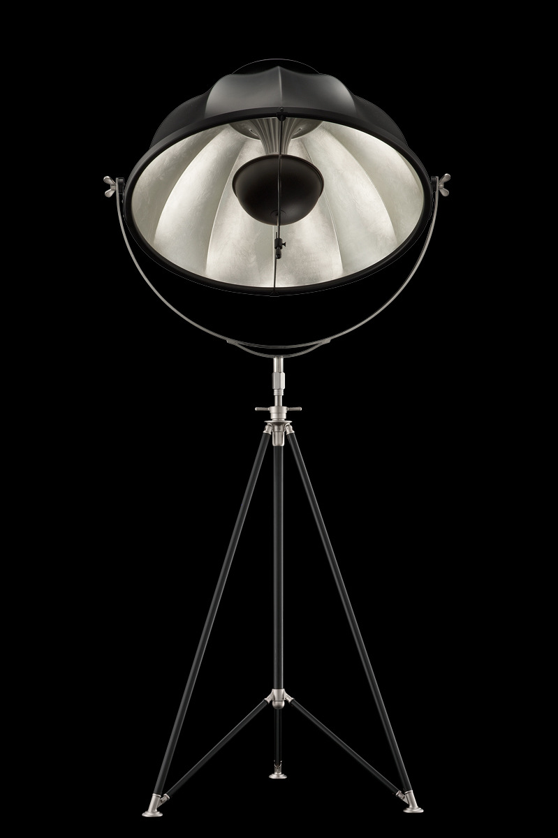 Fortuny Studio 76 floor tripod lamp black and silver