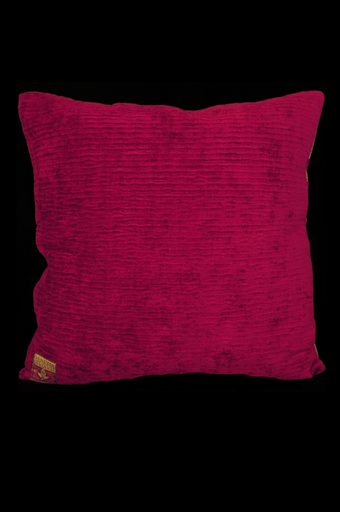 Cuscino quadrato Venetia Studium Barbarigo in velluto stampato rosso scuro retro