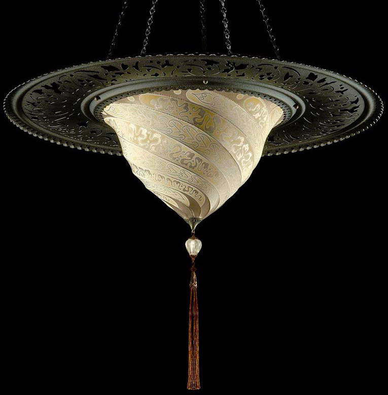 Fortuny Samarkanda Serpentine silk lamp with metal ring
