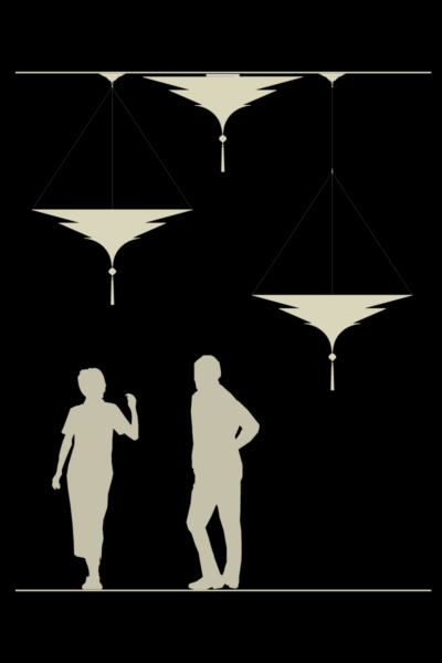 Lampada in seta Scheherazade 3 dischi dimensioni reali