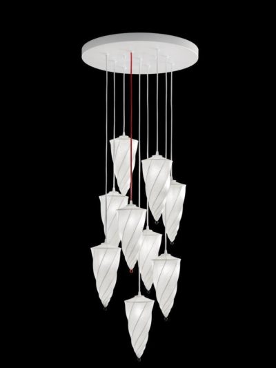 Lampadario Fortuny Cesendello Cocoon Chandelier bianco