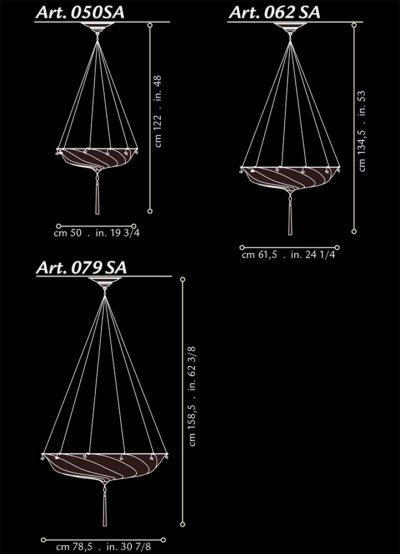 Lampada in seta Fortuny Scudo Saraceno misure