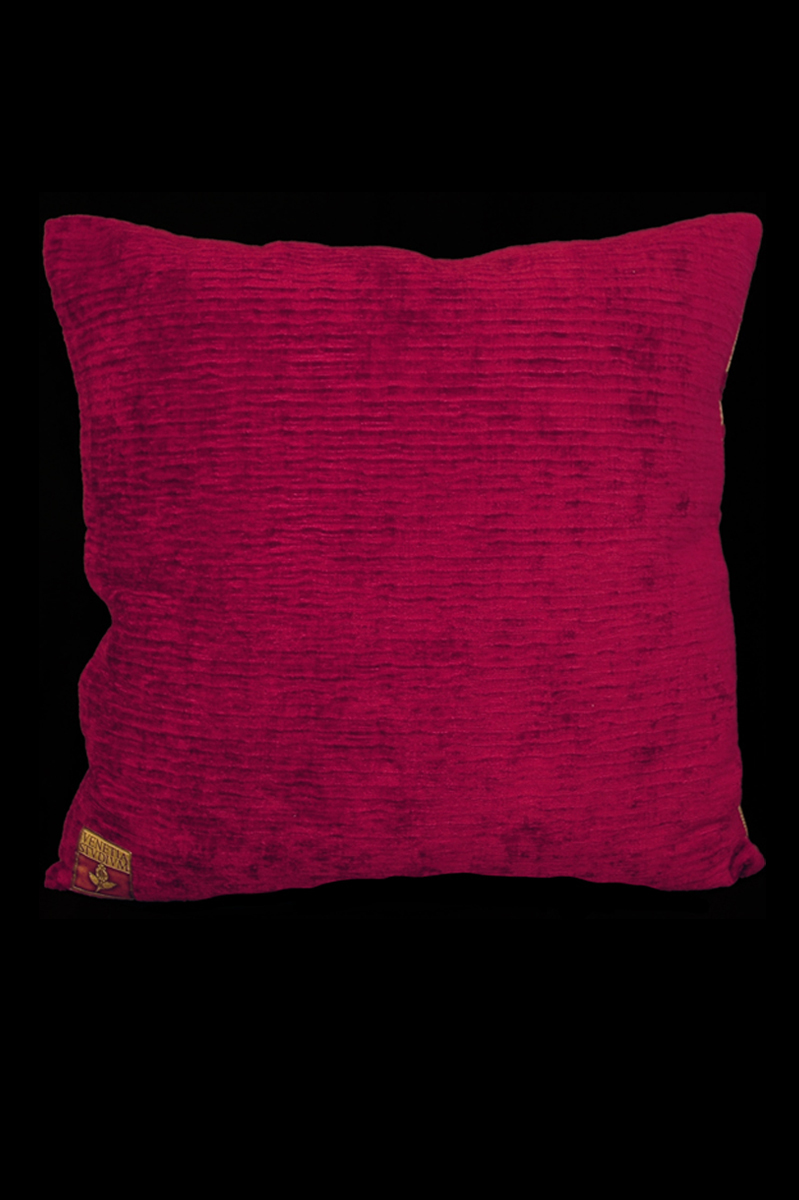 Cuscino quadrato Venetia Studium Heliantus in velluto stampato rosso scuro - retro
