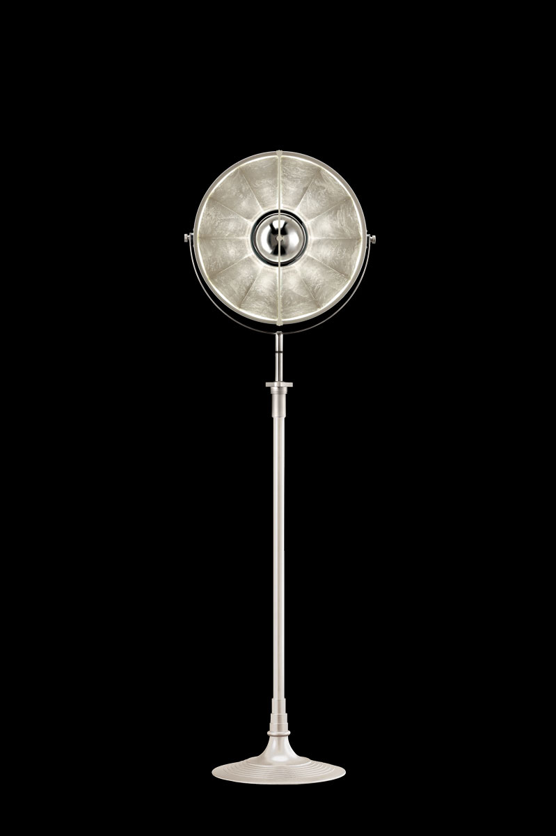 Lampada da terra Fortuny Studio 1907 Atelier 41 bianca e argento