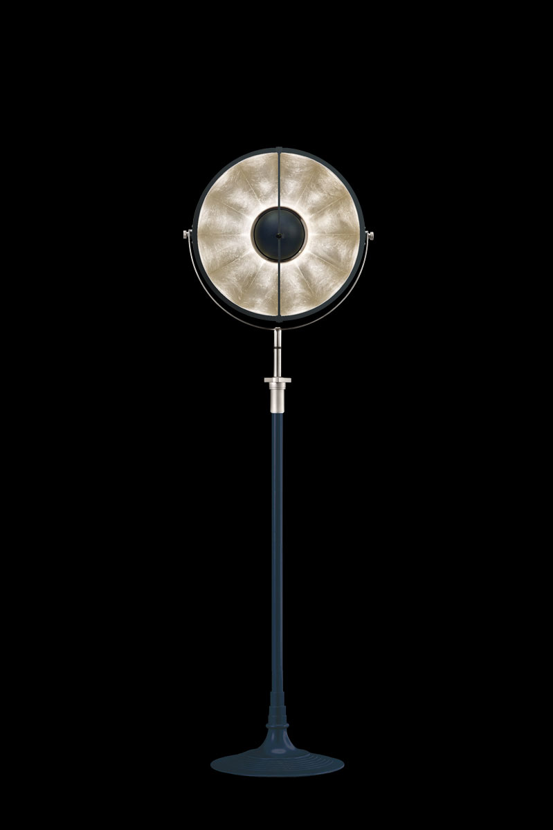 Lampada da terra Fortuny Studio 1907 Atelier 41 blu pastello e foglia argento