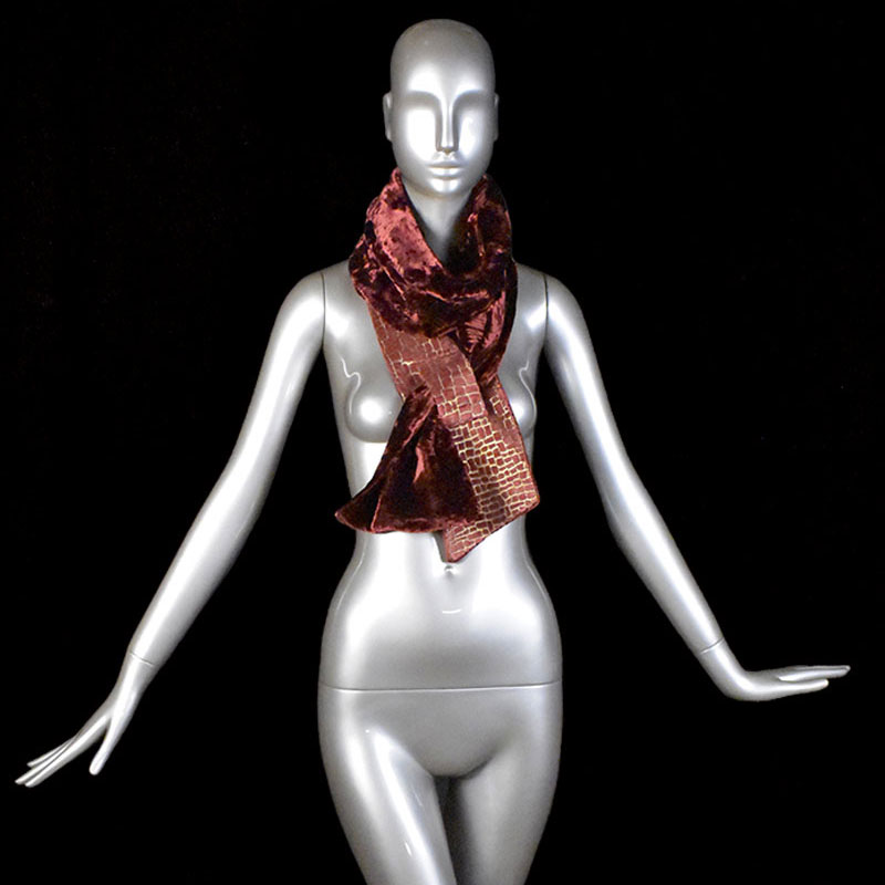 Fortuny red printed velvet scarf
