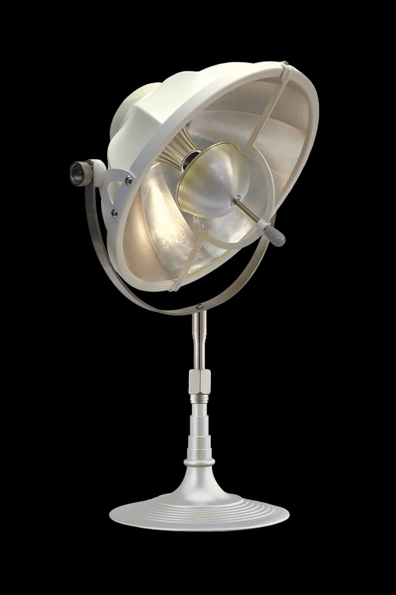 Lampada da tavolo Fortuny Armilla 32 bianca e foglia argento
