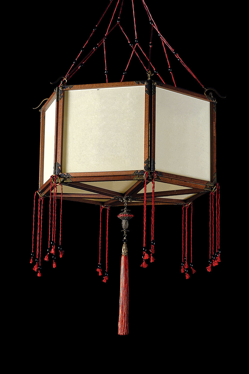 Lampada in seta Fortuny Concubine Loto senza decorazioni