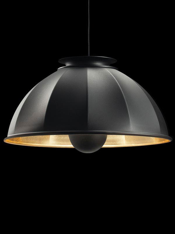 Fortuny Cupola 76 black and gold leaf suspended lamp