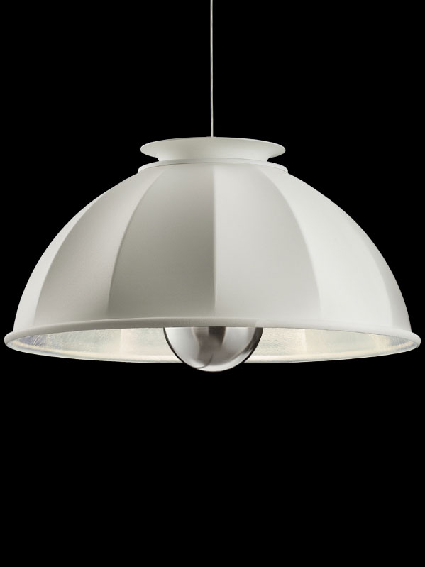Lampada Fortuny Cupola 76 a sospensione bianca e argento