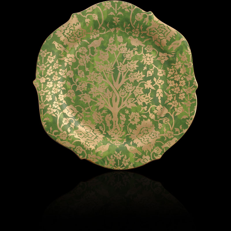 Vassoio Fortuny Alberelli verde tondo grande