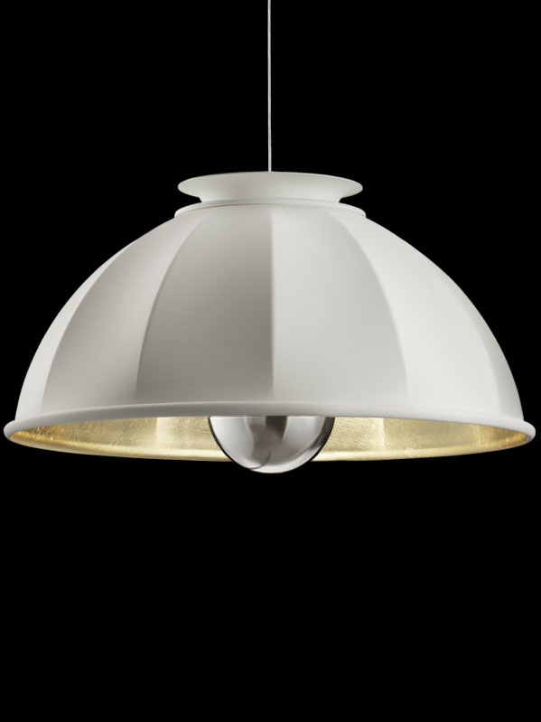 Lampada Fortuny Cupola 76 a sospensione bianca e oro