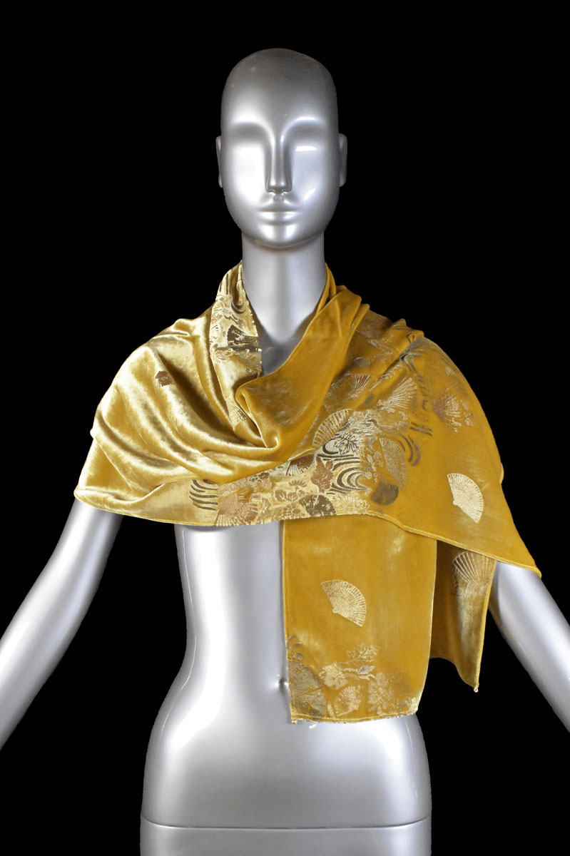 Sciarpa Fortuny in velluto stampato con perle in vetro di Murano