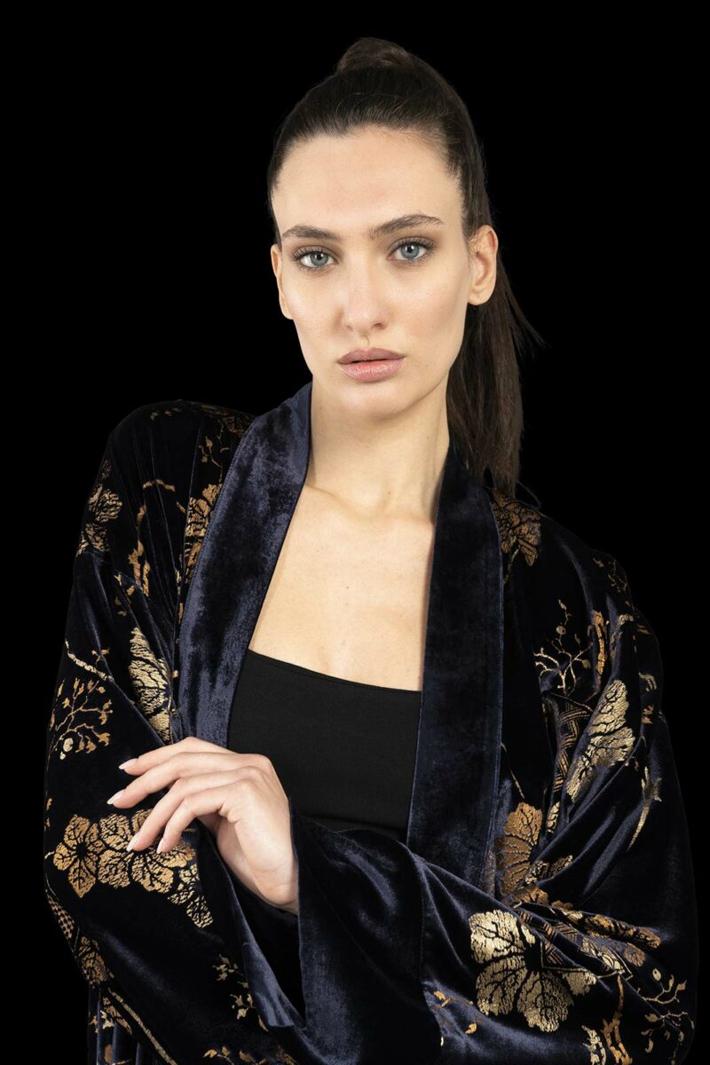 Fortuny printed velvet long evening coat