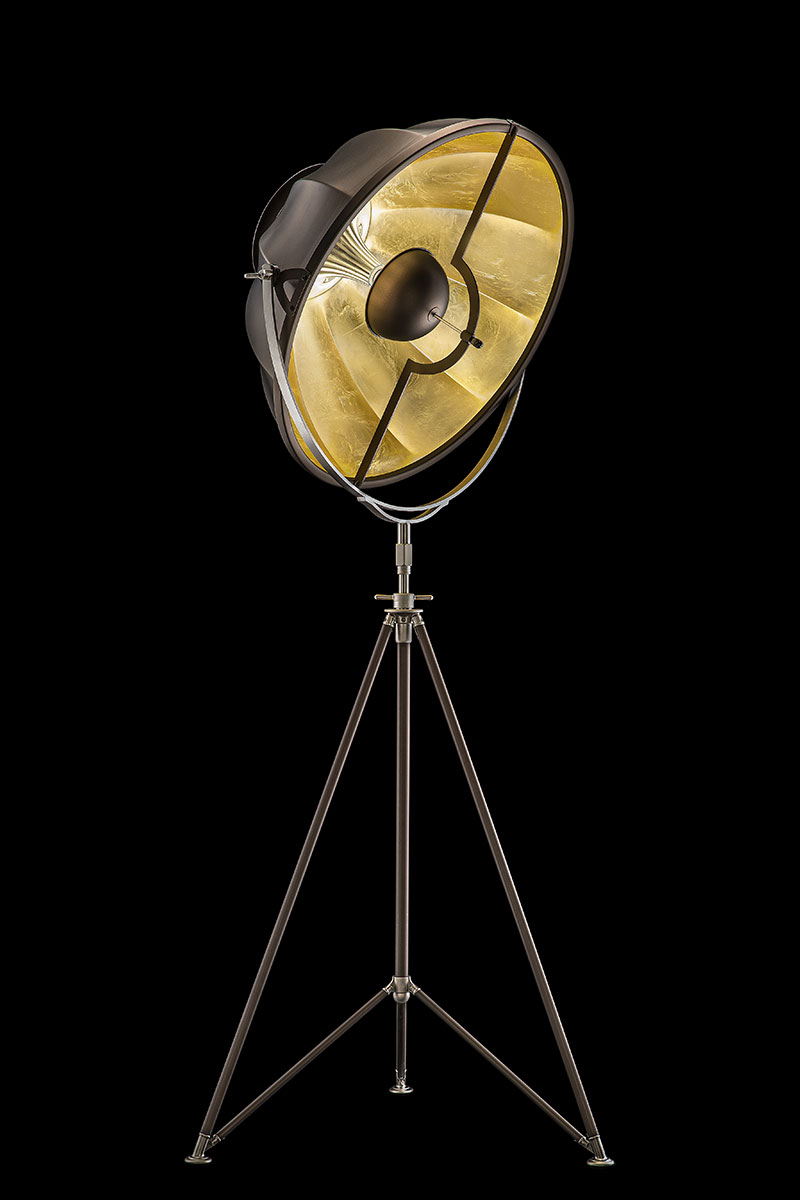 Lampada Studio 76 marrone e oro con treppiede