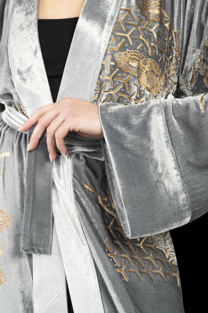 Fortuny printed velvet long evening coat
