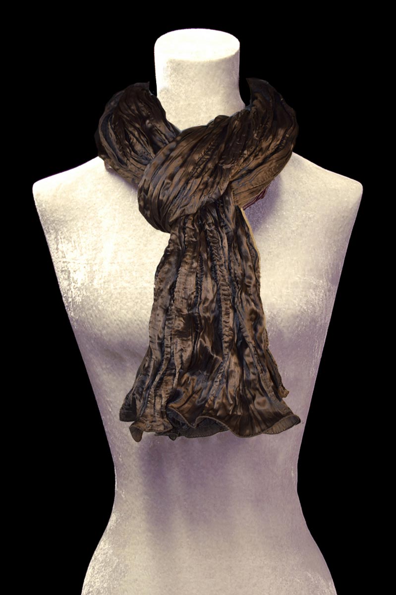 Fortuny crinkled crepe satin silk scarf