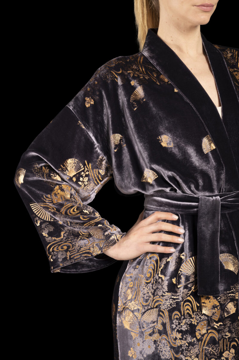 Isabel | Printed velvet Kimono Coat