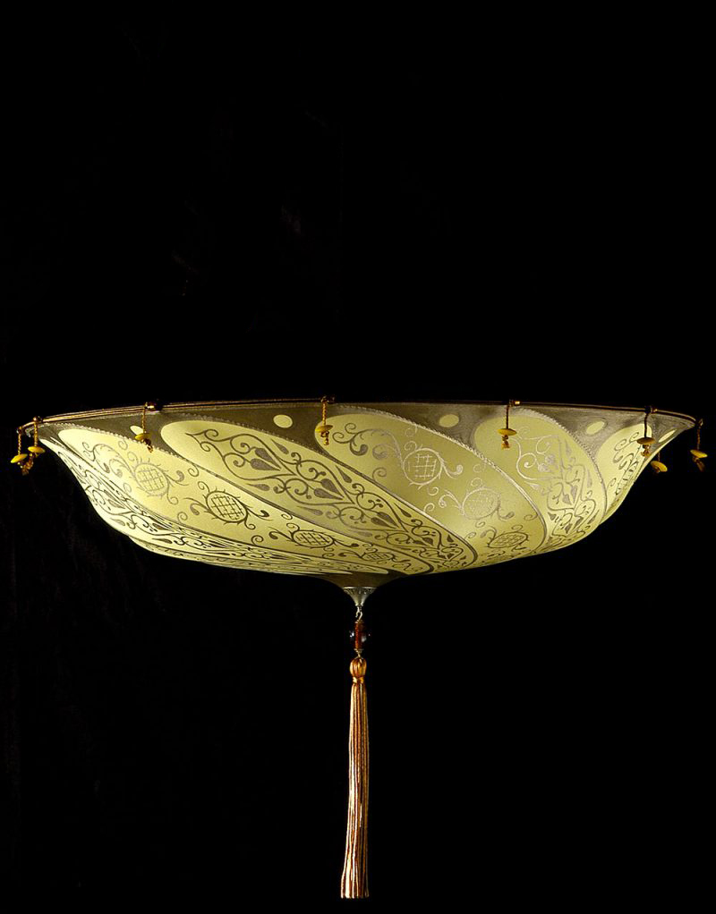 Fortuny Scudo Saraceno yellow ochre silk lamp