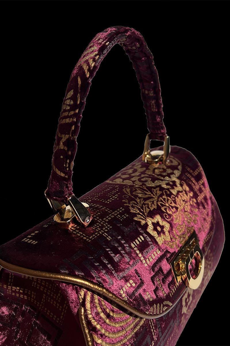 Fortuny Felze velvet bag | Kyoto Aubergine — detail