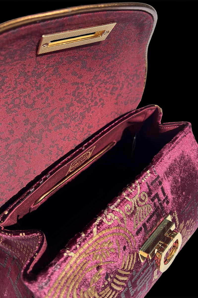Fortuny Felze velvet bag | Kyoto Aubergine — interior