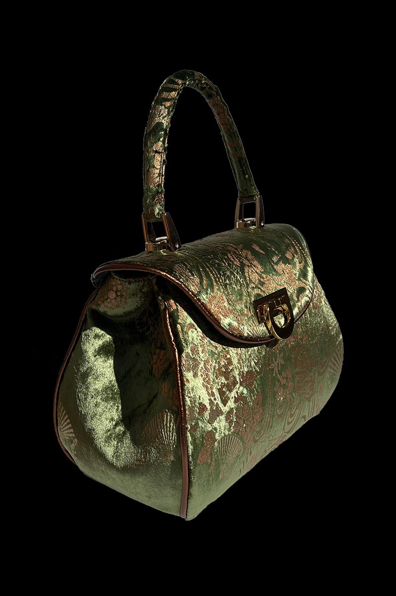 Fortuny Felze velvet bag | Ventagli Turquoise — back view