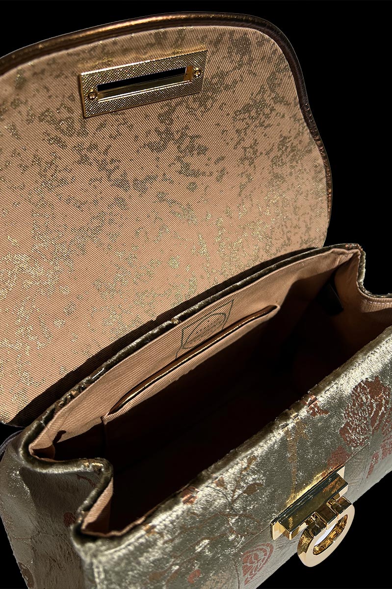 Fortuny Felze velvet bag | Riassunto Olive Green — interior