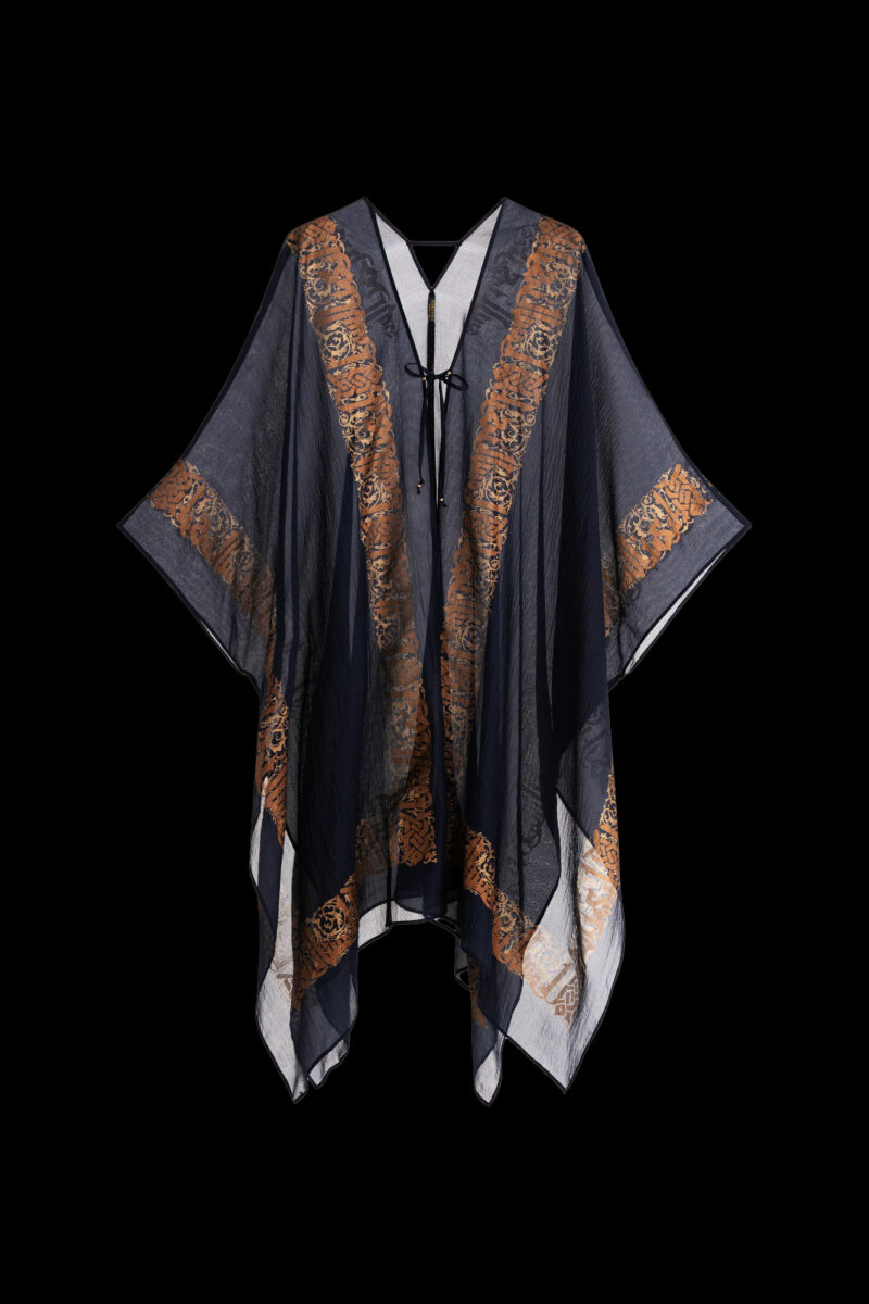 Esther Soprabito da Sera in Crepe Georgette | Arabo Blu Notte