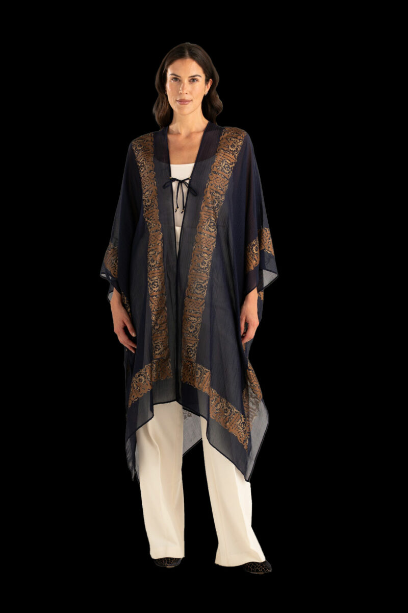 Esther Soprabito da Sera in Crepe Georgette | Arabo Blu Notte