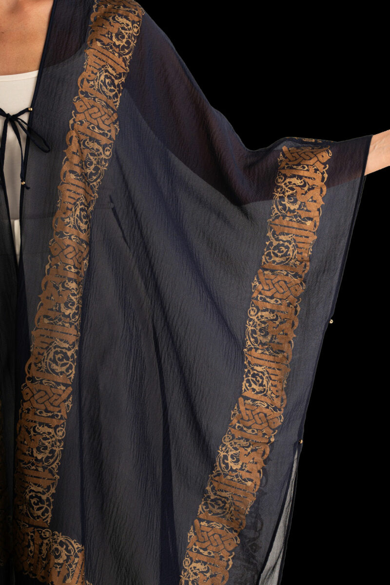 Esther Soprabito da Sera in Crepe Georgette | Arabo Blu Notte