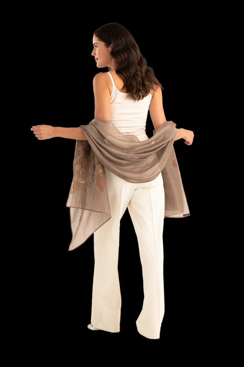 Sciarpa in Crepe Georgette | Ventagli Marron glacé